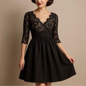 ELIZA J Floral Eyelash Lace Fit & Flare Cocktail Dress